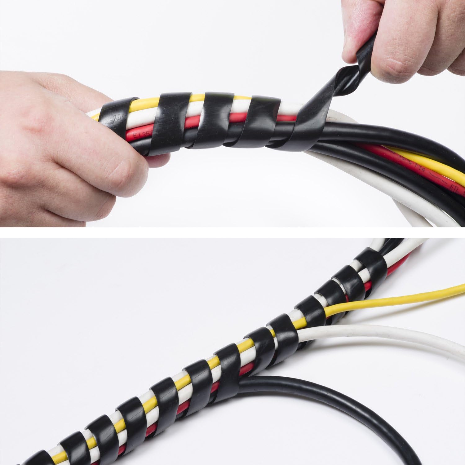 D-Line Cable Tidy Spiral Wrap, CTW2.5B, Cable Management Solution to Organise Cables - 2.5 Meter Length