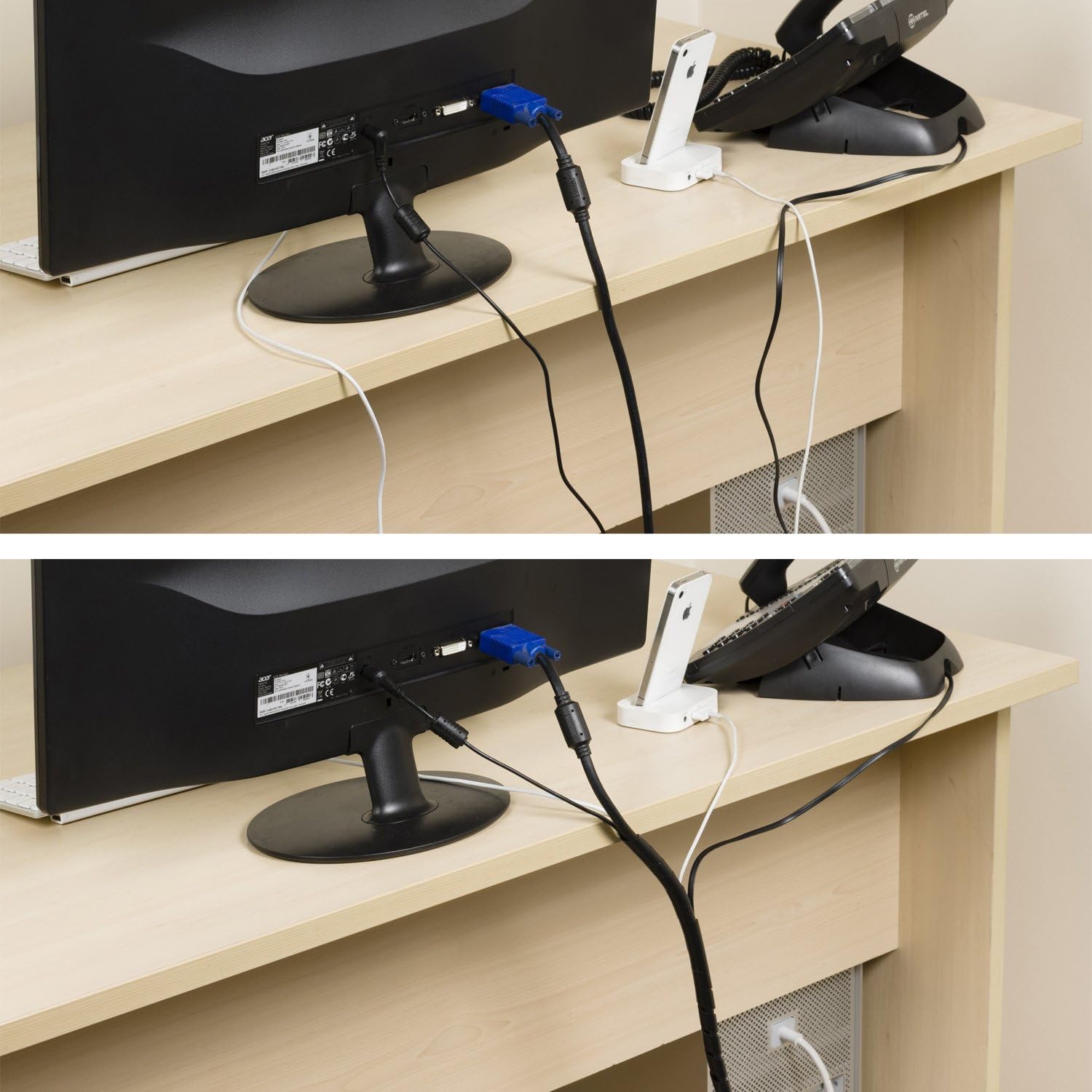 D-Line Cable Tidy Spiral Wrap, CTW2.5B, Cable Management Solution to Organise Cables - 2.5 Meter Length
