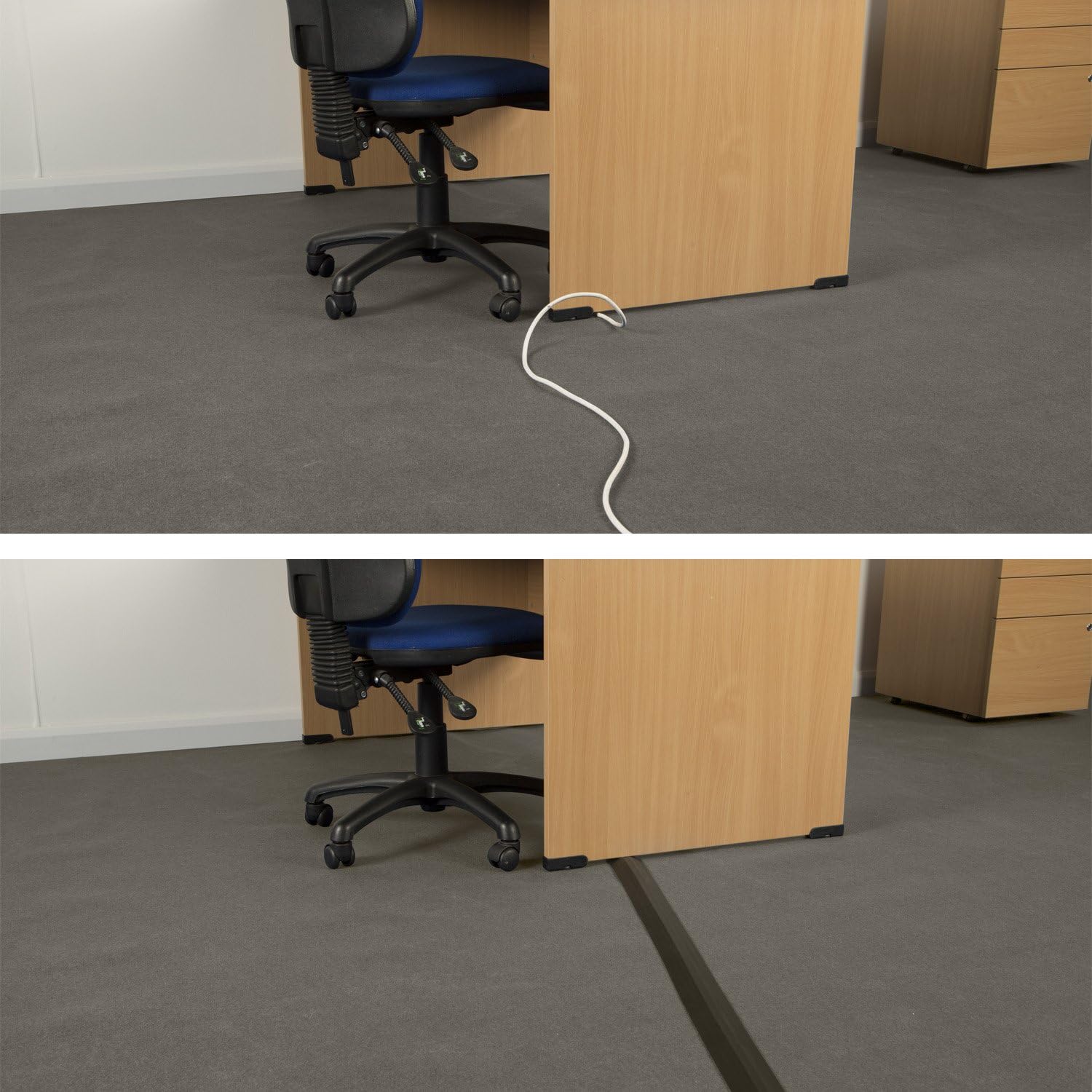 D-Line 1.8m Linkable Floor Cable Protector, Heavy Duty Cable Cover, Protect Wires & Prevent Cable Trips, Cable Management Solution - 1.8m Length, Cable Cavity = 30mm (W) x 10mm (H
