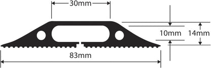 D-Line 1.8m Linkable Floor Cable Protector, Heavy Duty Cable Cover, Protect Wires & Prevent Cable Trips, Cable Management Solution - 1.8m Length, Cable Cavity = 30mm (W) x 10mm (H