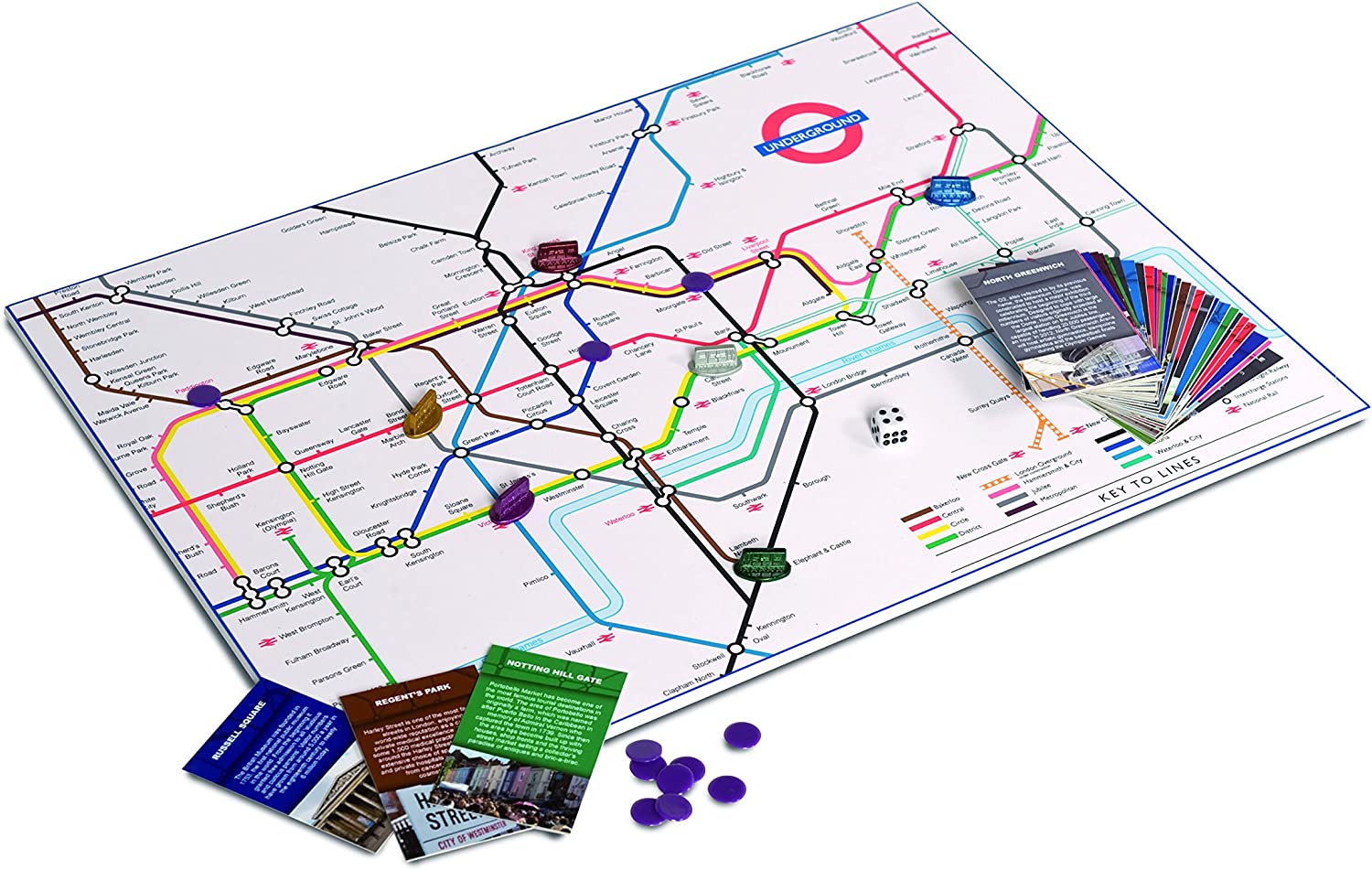 IDEAL | The London Board Game: The classic race game through London's Underground! | Classic Board Games | For 2-6 Players | Ages 7+, Assorted Colourslime Green