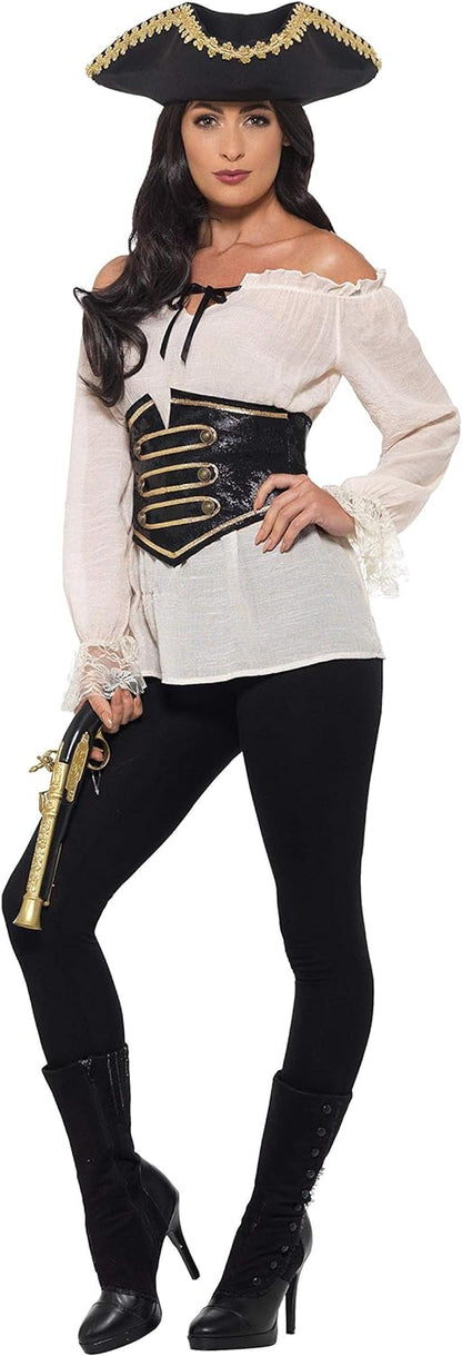 Smiffys Deluxe Pirate Shirt, Ladies, Ivory (Size M)