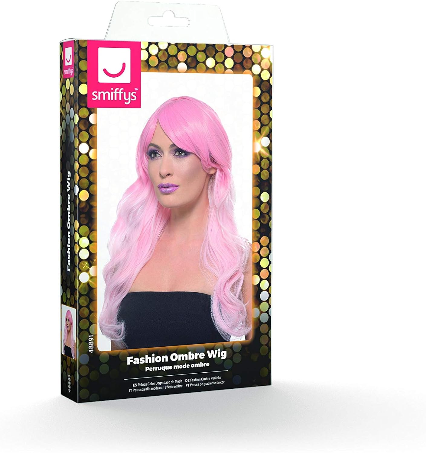 Smiffys Fashion Ombre Wig, Wavy, Long, Pink