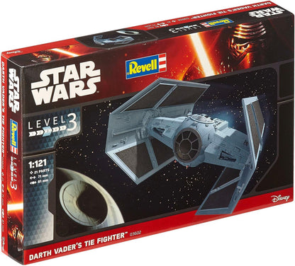 Revell 03602 Star Wars Darth Vader's TIE Fighter 1:121 Scale Unbuilt/Unpainted Plastic Model Kit Without Glue, Paint & Brush