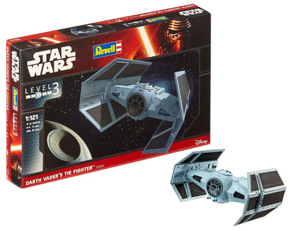 Revell 03602 Star Wars Darth Vader's TIE Fighter 1:121 Scale Unbuilt/Unpainted Plastic Model Kit Without Glue, Paint & Brush