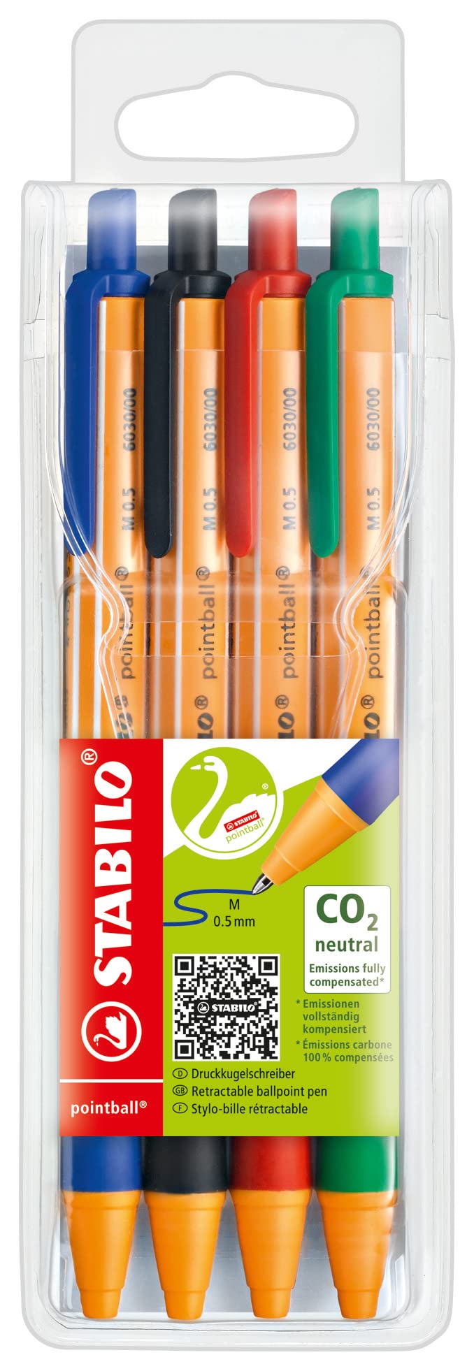 Ballpoint - STABILO pointball - Wallet of 4 - Assorted colors