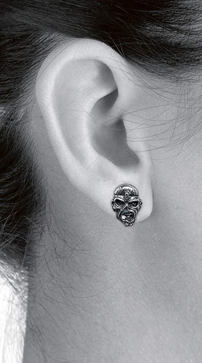 Iron Maiden Piece of Mind Earrings Set, Silver
