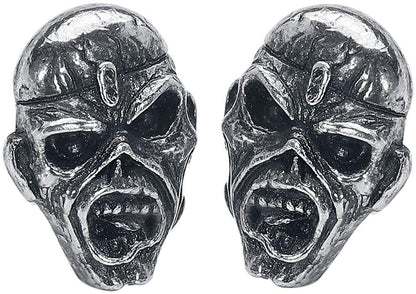 Iron Maiden Piece of Mind Earrings Set, Silver