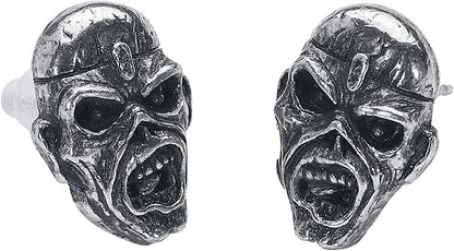Iron Maiden Piece of Mind Earrings Set, Silver