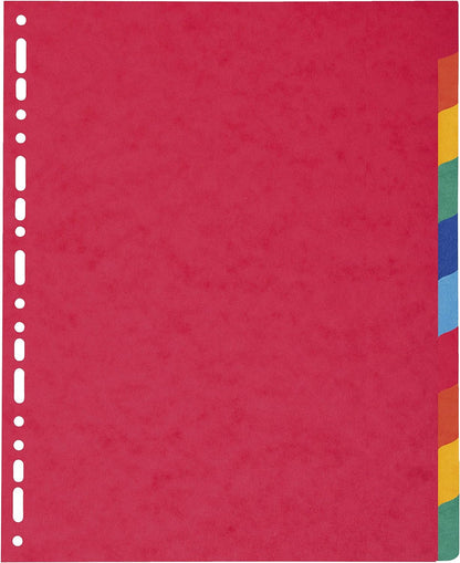 Exacompta - Ref 2410E - Nature Future Dividers - Suitable for A4+ Documents, Pre-Punched, 225gsm Genuine Pressboard, 10-Part Dividers, FSC-Certified - Multi-Coloured