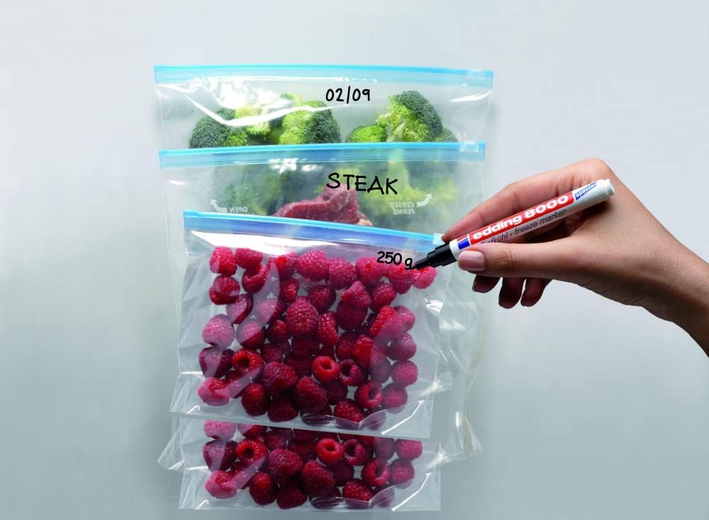 edding 8000 freeze marker - black - 1 frost-resistant marker - round nib 1 mm - for labelling freezer bags and freezer containers - ideal for cold stores, laboratories, Tupperware, freezers.