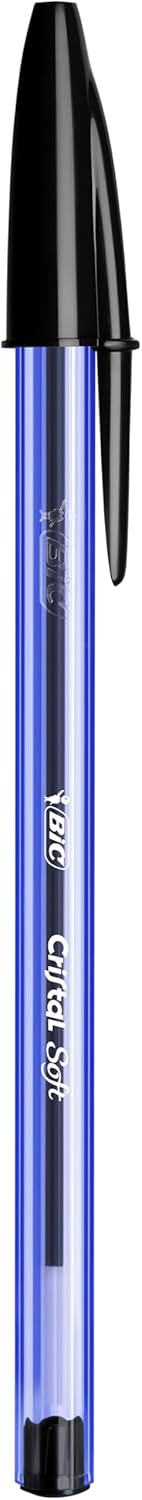 BIC 921263 Cristal Soft Ballpoint Pens Non-Retractable Black Box of 50