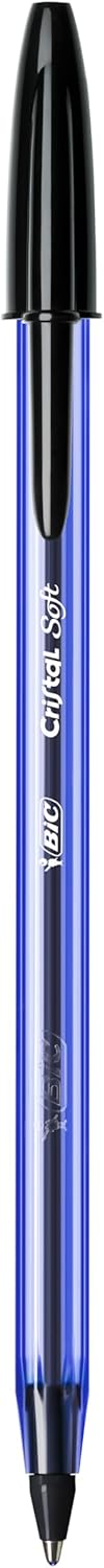 BIC 921263 Cristal Soft Ballpoint Pens Non-Retractable Black Box of 50