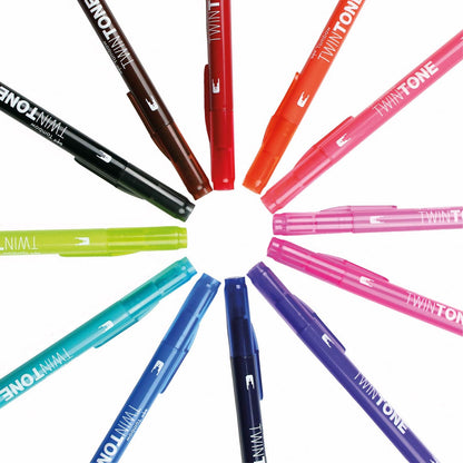Tombow WS-PK-12P-1 Twin Tone Dual-Tip Marker - Bright Colours (Pack of 12