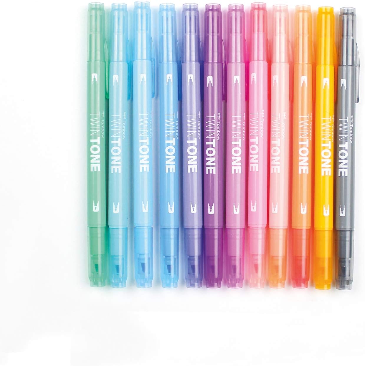 Tombow WS-PK-12P-2 Twin Tone Dual-Tip Marker - Pastel Colours (Pack of 12)