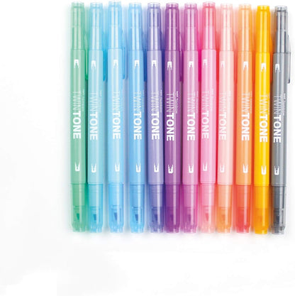 Tombow WS-PK-12P-2 Twin Tone Dual-Tip Marker - Pastel Colours (Pack of 12)