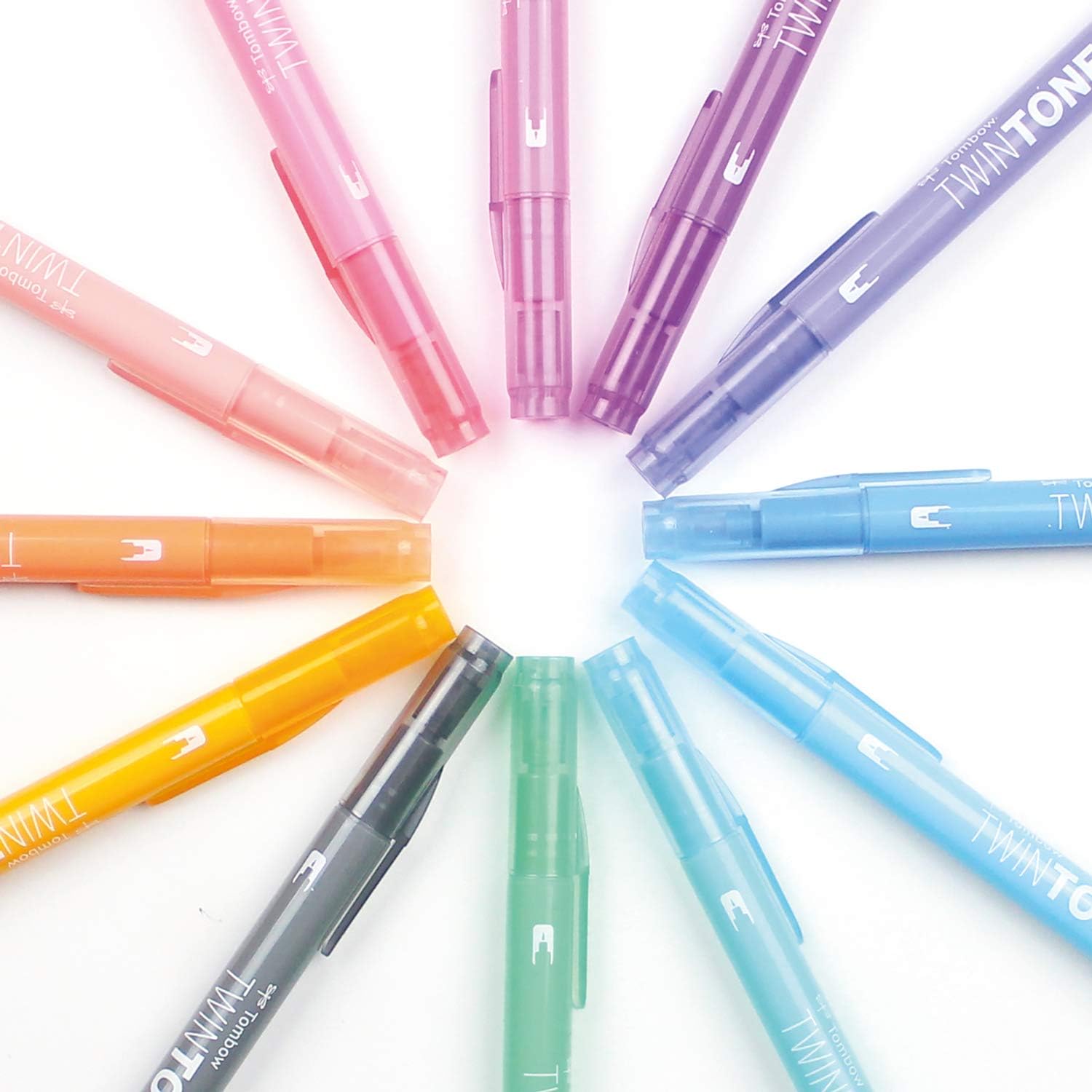 Tombow WS-PK-12P-2 Twin Tone Dual-Tip Marker - Pastel Colours (Pack of 12)