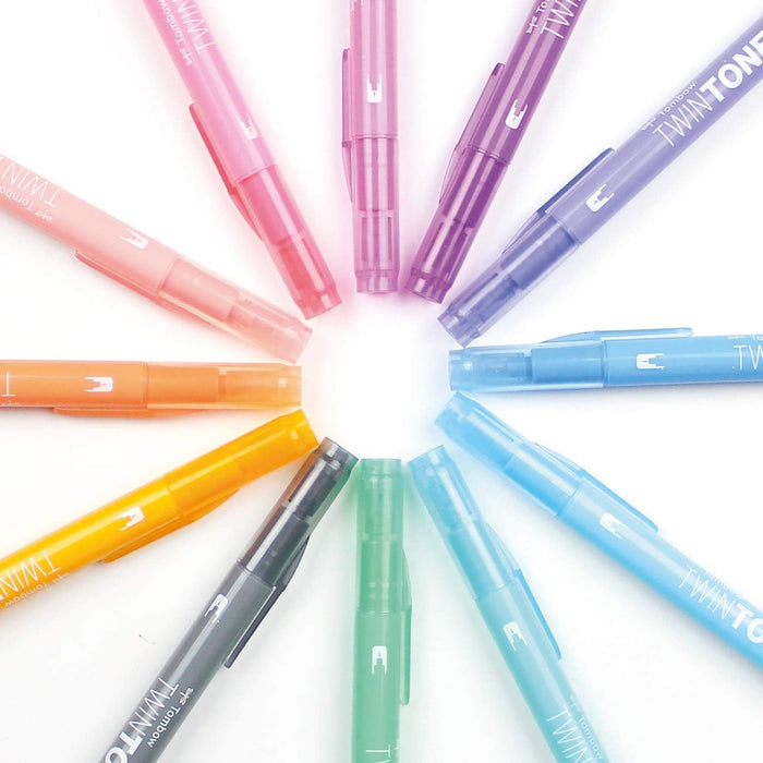 Tombow WS-PK-12P-2 Twin Tone Dual-Tip Marker - Pastel Colours (Pack of 12)