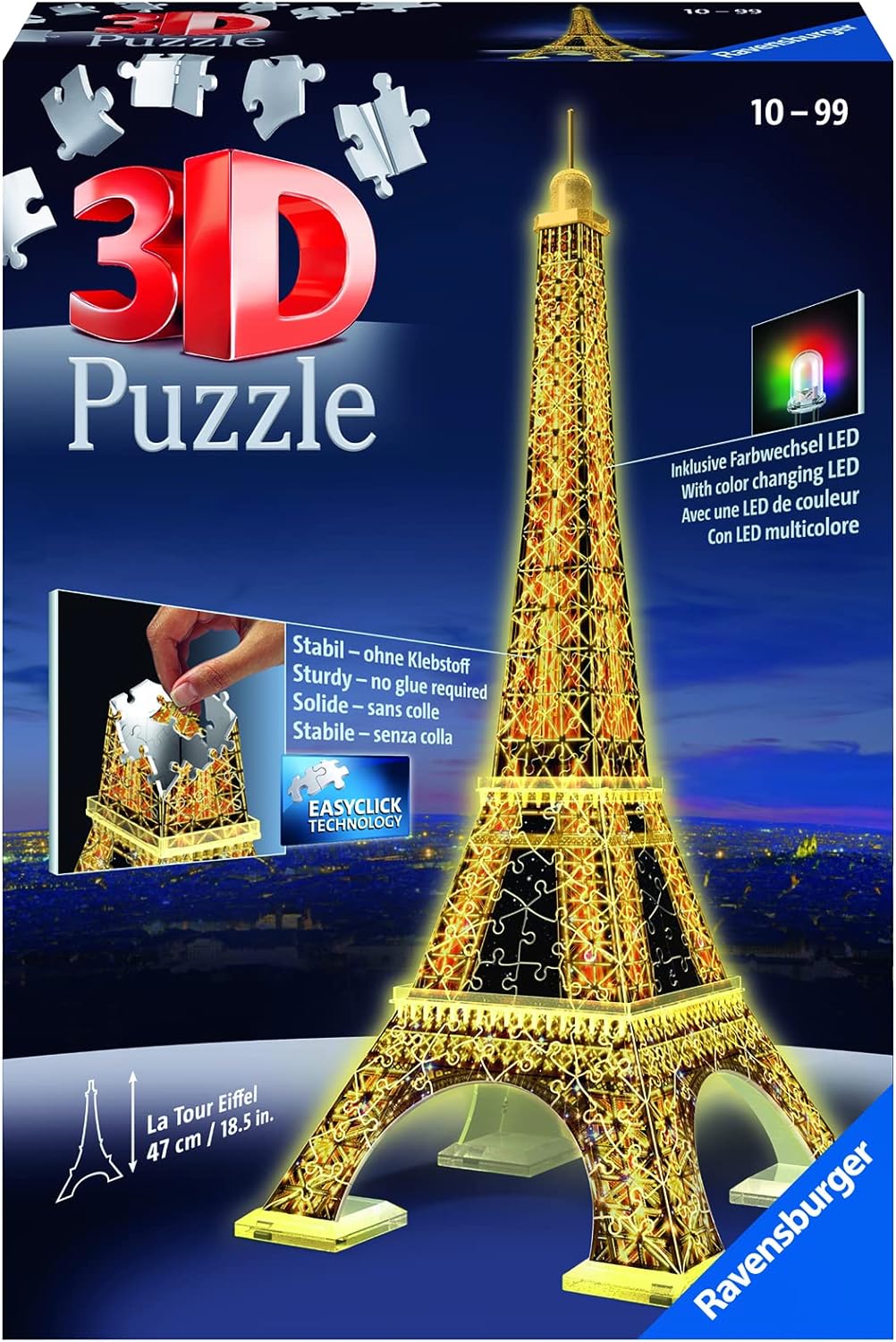 Ravensburger 12436 7 Globo 3D Puzzle, 540 Piezas, Multicolor, Edad Recomendada 10+, Dimensiones 27.5 x 23.3 cm