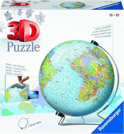 Ravensburger 12436 7 Globo 3D Puzzle, 540 Piezas, Multicolor, Edad Recomendada 10+, Dimensiones 27.5 x 23.3 cm