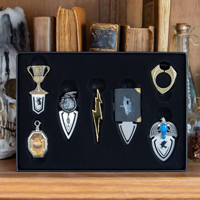 The Noble Collection Harry Potter Horcrux Bookmark Collection - Set of 7 Minature Horcrux Bookmarks in 8in (20cm) Display Box - Officially Licensed Film Set Movie Props Gifts Stationery