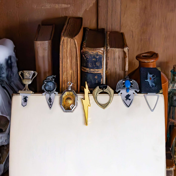 The Noble Collection Harry Potter Horcrux Bookmark Collection - Set of 7 Minature Horcrux Bookmarks in 8in (20cm) Display Box - Officially Licensed Film Set Movie Props Gifts Stationery