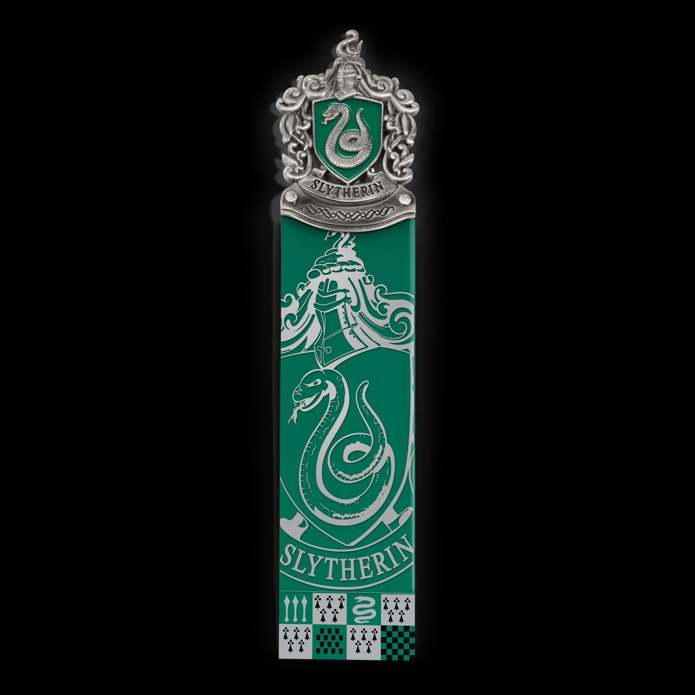 The Noble Collection Harry Potter Slytherin Crest Bookmark - 6.7in (17cm) Die Cast Metal, PVC and Card Bookmark - Officially Licensed Film Set Movie Gifts Stationery