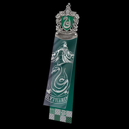 The Noble Collection Harry Potter Slytherin Crest Bookmark - 6.7in (17cm) Die Cast Metal, PVC and Card Bookmark - Officially Licensed Film Set Movie Gifts Stationery