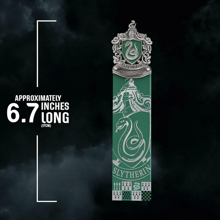 The Noble Collection Harry Potter Slytherin Crest Bookmark - 6.7in (17cm) Die Cast Metal, PVC and Card Bookmark - Officially Licensed Film Set Movie Gifts Stationery