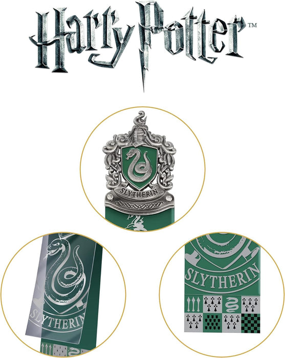 The Noble Collection Harry Potter Slytherin Crest Bookmark - 6.7in (17cm) Die Cast Metal, PVC and Card Bookmark - Officially Licensed Film Set Movie Gifts Stationery