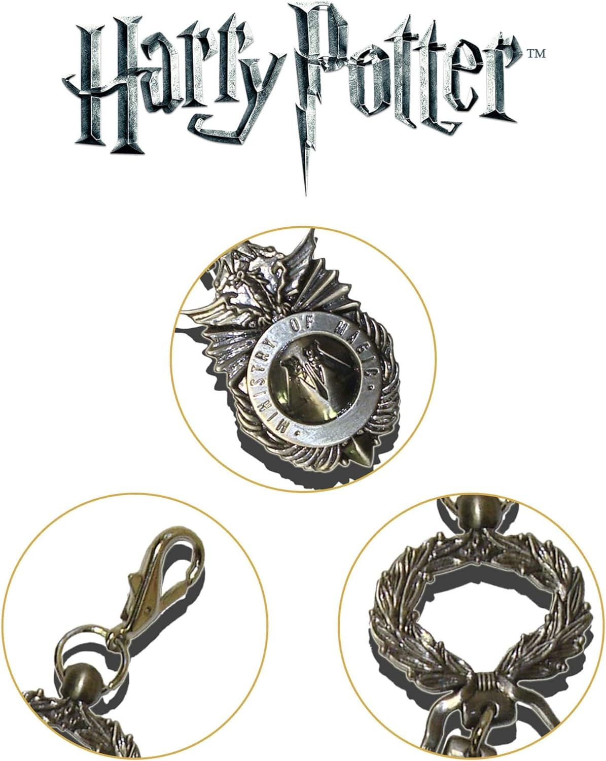 The Noble Collection Harry Potter Ministry of Magic Keychain - 2in (4.5cm) Ministry of Magic Insignia - Harry Potter Film Set Movie Props Gifts Merchandise