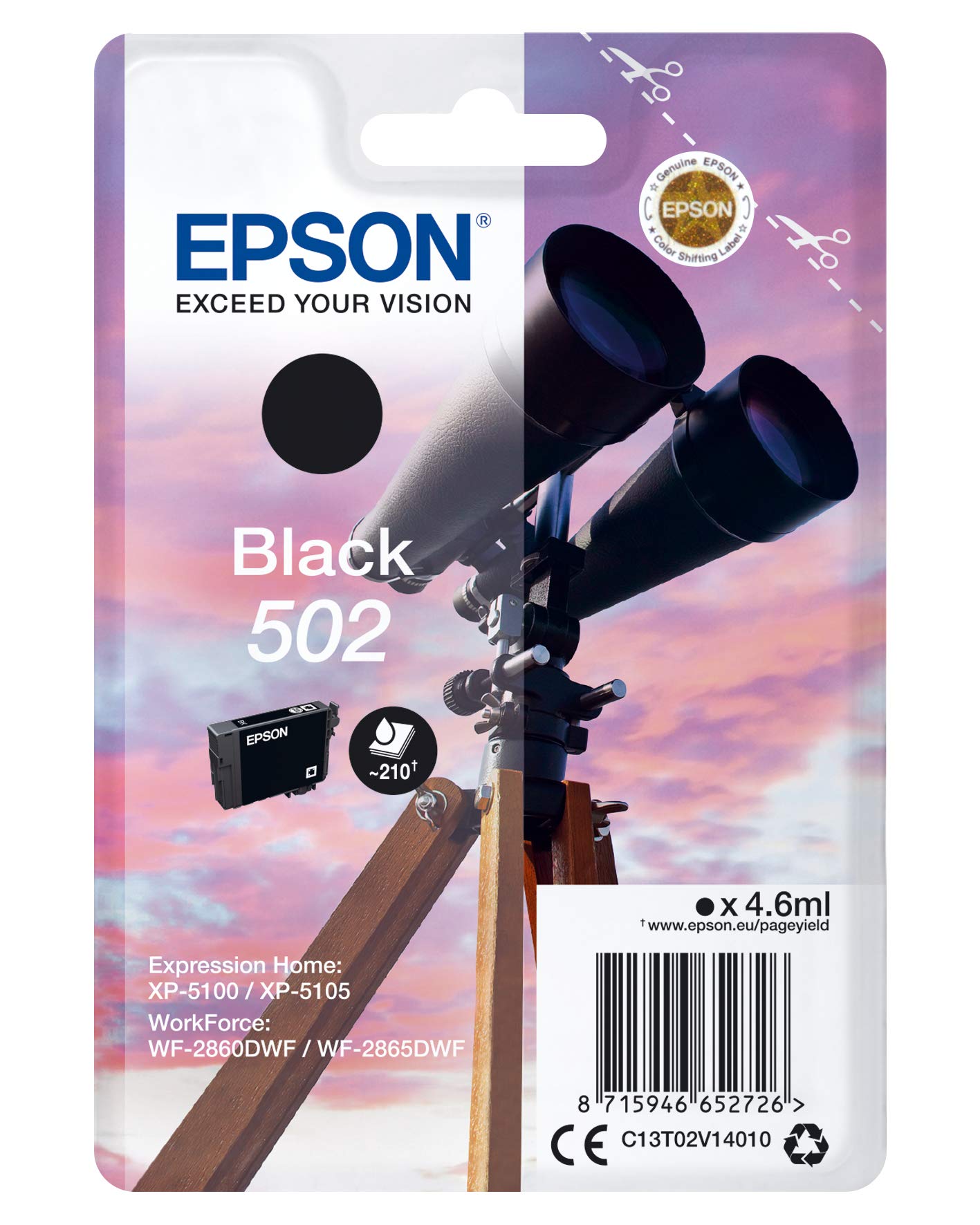 Epson 502 Black Binoculars Genuine Ink Cartridge