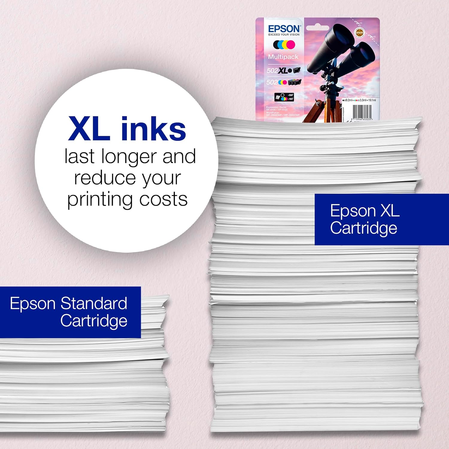 Epson 502XL Binoculars Genuine High Yield Multipack, 4-colours Ink Cartridges