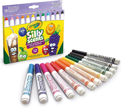 CRAYOLA Silly Scents Broadline Washable Markers - Assorted Colours (Pack of 12) | Unique Sweet Scents & Colours! | Ideal for Kids Aged 3+