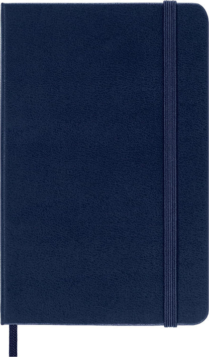 Moleskine Classic Ruled Paper Notebook, Hard Cover and Elastic Closure Journal, Color Sapphire Blue, Size Pocket 9 x 14 cm, 240 Pages