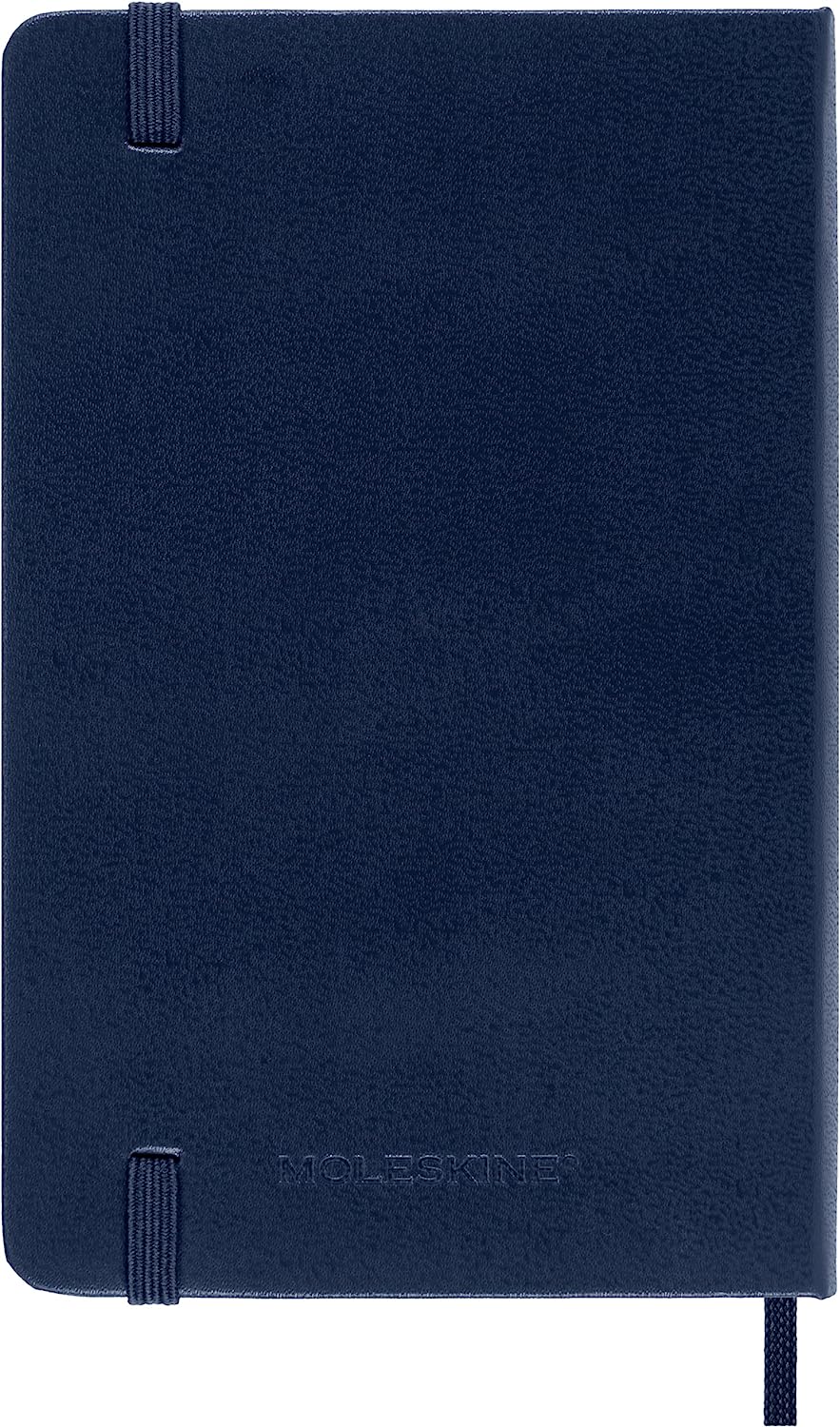 Moleskine Classic Ruled Paper Notebook, Hard Cover and Elastic Closure Journal, Color Sapphire Blue, Size Pocket 9 x 14 cm, 240 Pages