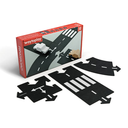 Waytoplay Ringroad, 12 Piece Circuit for Toy Cars - Flexible, Indestructible, and Waterproof - Modular Car Tracks - Made in the Netherlands