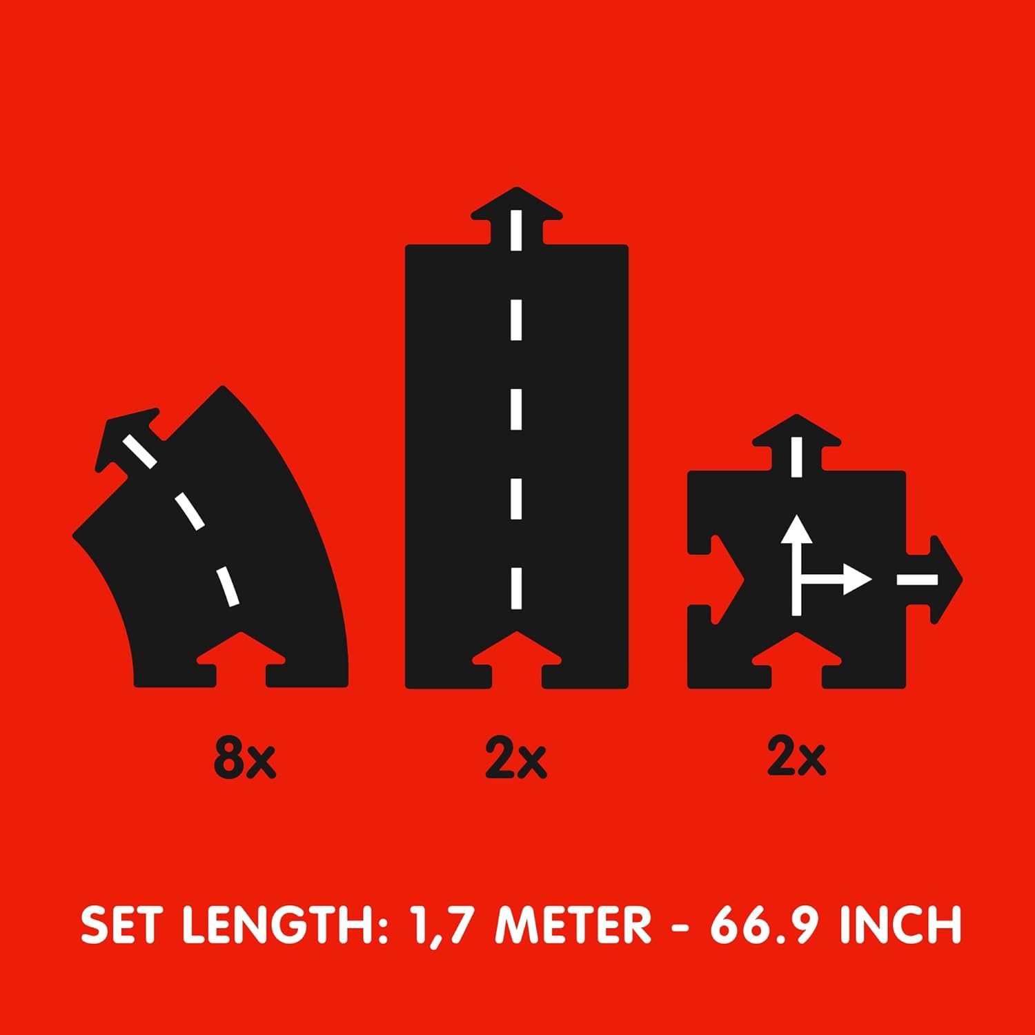 Waytoplay Ringroad, 12 Piece Circuit for Toy Cars - Flexible, Indestructible, and Waterproof - Modular Car Tracks - Made in the Netherlands