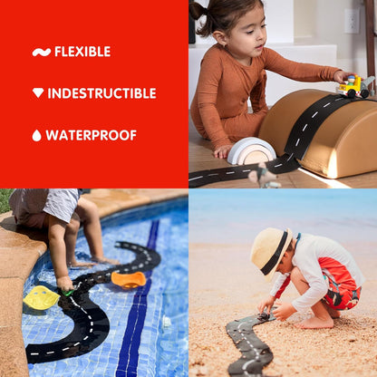 Waytoplay Ringroad, 12 Piece Circuit for Toy Cars - Flexible, Indestructible, and Waterproof - Modular Car Tracks - Made in the Netherlands
