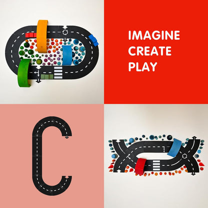 Waytoplay Ringroad, 12 Piece Circuit for Toy Cars - Flexible, Indestructible, and Waterproof - Modular Car Tracks - Made in the Netherlands