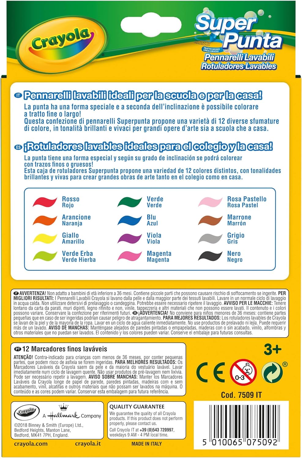 CRAYOLA Supertips 12 Filzstifte zum Zeichnen – Marker zum Malen (mehrfarbig, 12 Farben, extra breit, Rundspitze