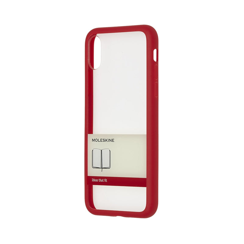 Moleskine Transparent Hard Case with Elastic Band Graphic - Hard Case for iPhone X with XS Volant Journal for Notes - Transparent Case with Border and Band Graphic Colour Scarlet Red