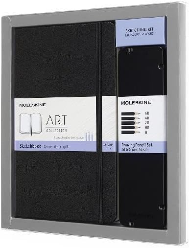Moleskine 13 x 21 cm Large Art Collection Sketching Kit Notebook Sketching Album with Hard Cover and Elastic Closure, Paper Suitable for Pencils and Crayons, Black, 104 Pages