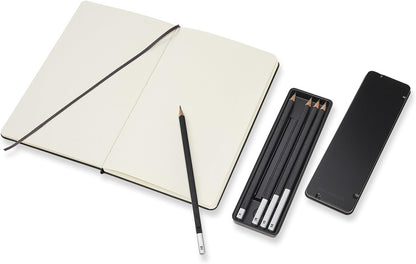 Moleskine 13 x 21 cm Large Art Collection Sketching Kit Notebook Sketching Album with Hard Cover and Elastic Closure, Paper Suitable for Pencils and Crayons, Black, 104 Pages