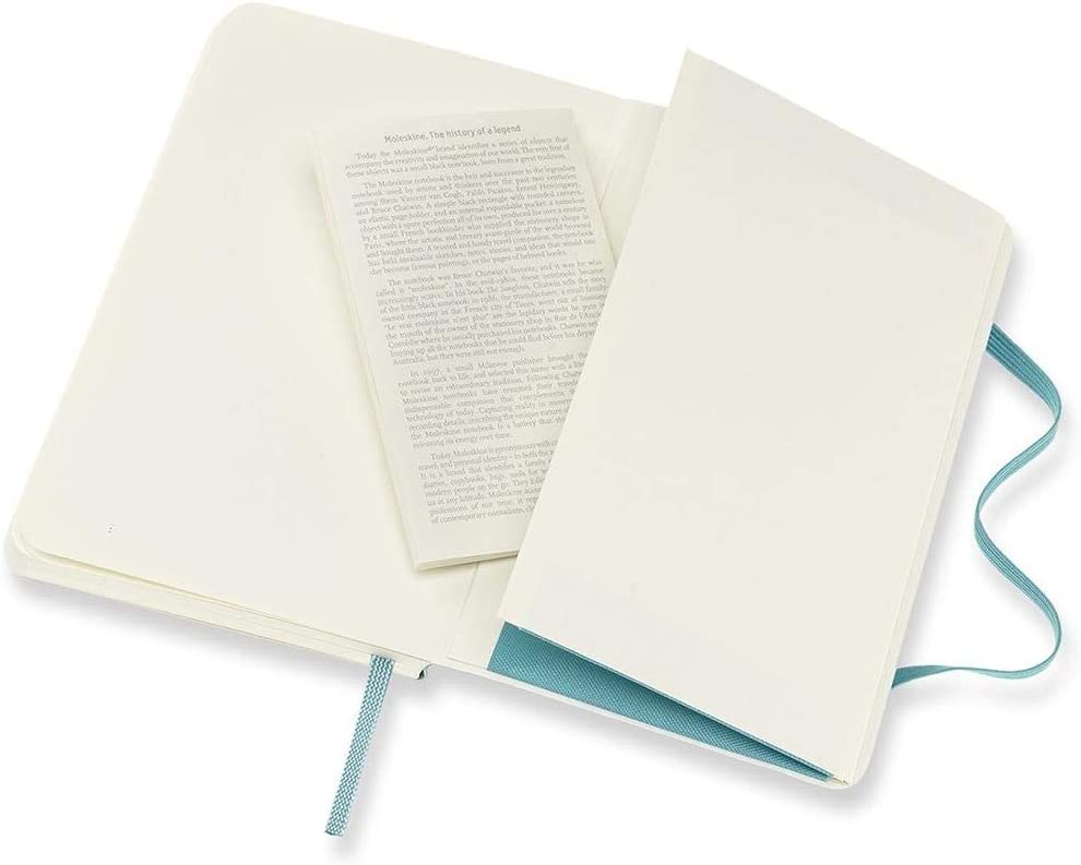 Moleskine Classic Plain Paper Notebook - Soft Cover and Elastic Closure Journal - Color Reef Blue - Pocket 9 x 14 A6 - 192 Pages