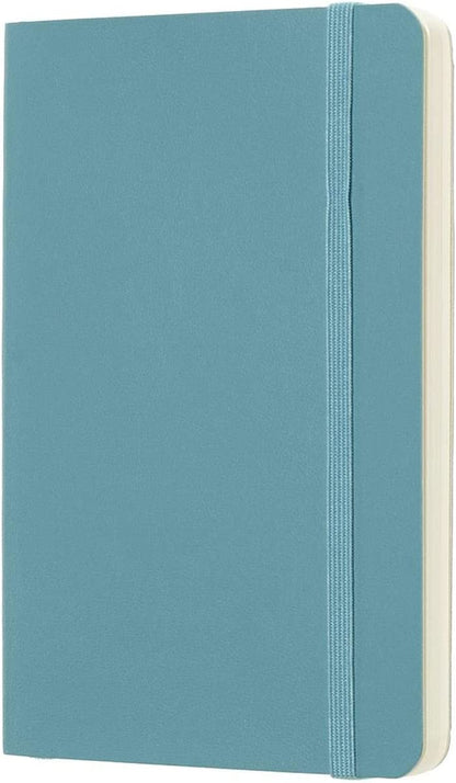Moleskine Classic Plain Paper Notebook - Soft Cover and Elastic Closure Journal - Color Reef Blue - Pocket 9 x 14 A6 - 192 Pages