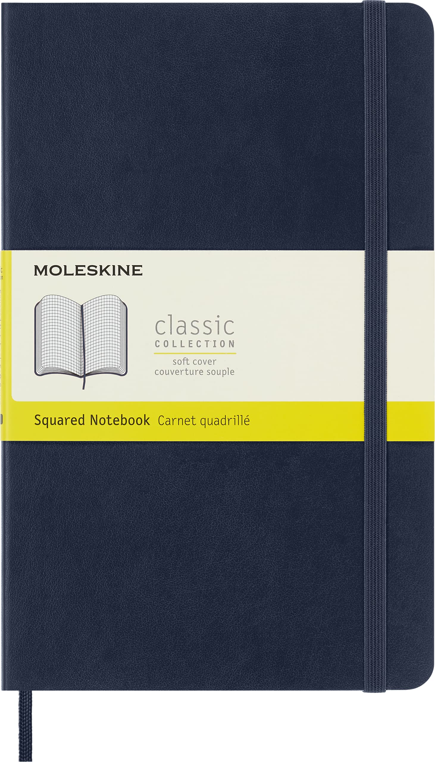 Moleskine - Classic Squared Paper Notebook - Soft Cover and Elastic Closure Journal - Color Sapphire Blue - Size Large 13 x 21 A5 - 192 Pages