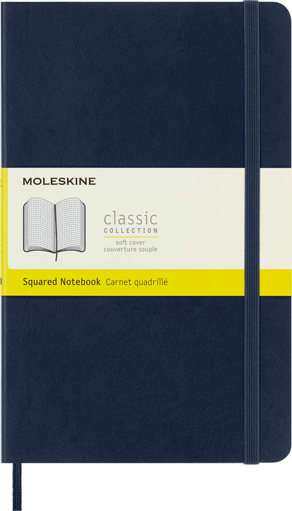 Moleskine - Classic Squared Paper Notebook - Soft Cover and Elastic Closure Journal - Color Sapphire Blue - Size Large 13 x 21 A5 - 192 Pages