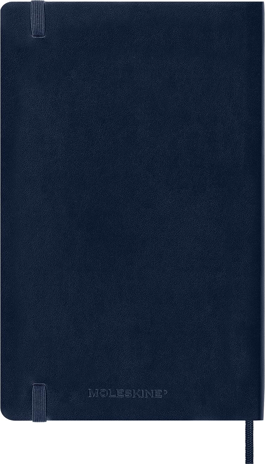 Moleskine - Classic Squared Paper Notebook - Soft Cover and Elastic Closure Journal - Color Sapphire Blue - Size Large 13 x 21 A5 - 192 Pages