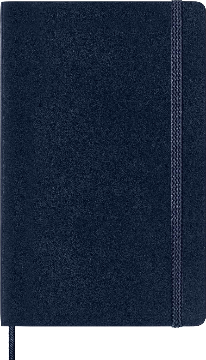 Moleskine - Classic Squared Paper Notebook - Soft Cover and Elastic Closure Journal - Color Sapphire Blue - Size Large 13 x 21 A5 - 192 Pages